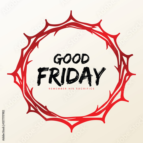 Good friday wishing and greeting social media post and banner with crown, design vector file