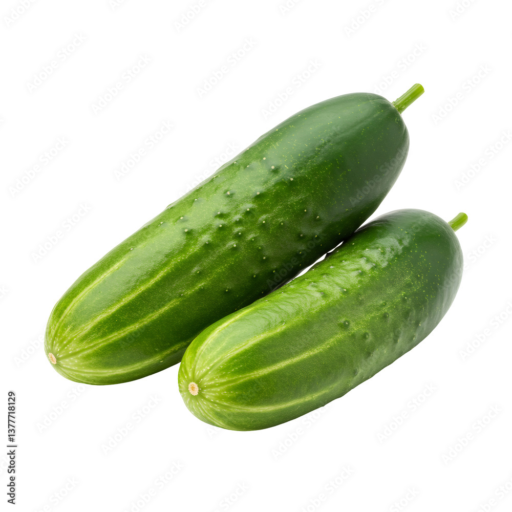 Two Fresh Green Cucumbers on Transparent Background Two Fresh Green Cucumbers on Transparent Background