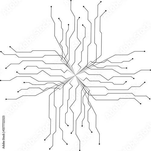 image from wires. The image is abstract and has a futuristic feeling. The wires are located in such a way as to create a sense of movement and energy