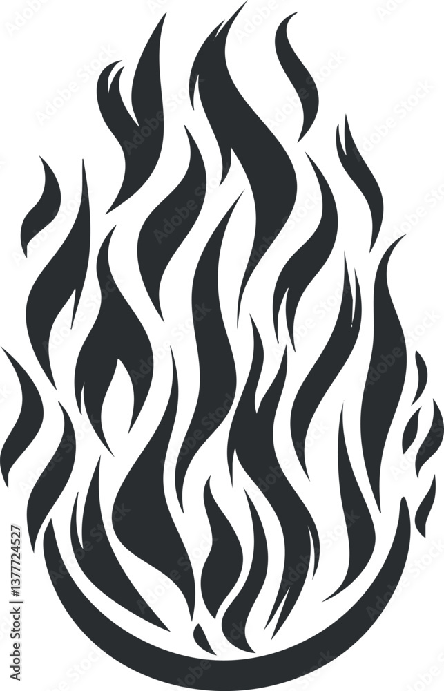 Abstract black flame silhouette vector illustration with dynamic, sharp curves and bold design. Abstract black flame silhouette vector illustration with dynamic, sharp curves and bold design.
