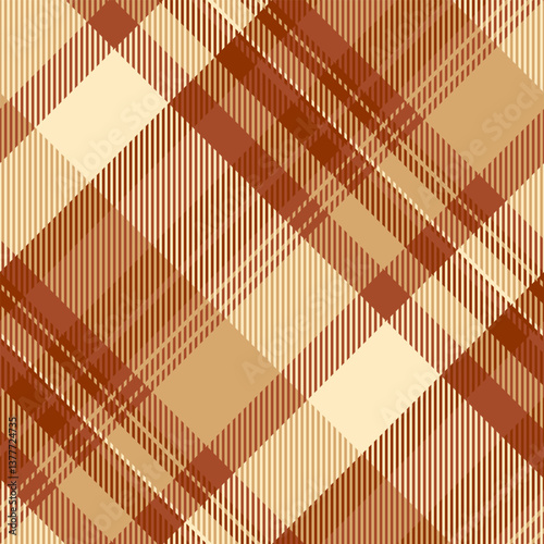 Elegant diagonal plaid pattern in warm earth tones.  Perfect for autumnal designs, fashion textiles, or website backgrounds. This seamless texture evokes feelings of comfort and sophistication.