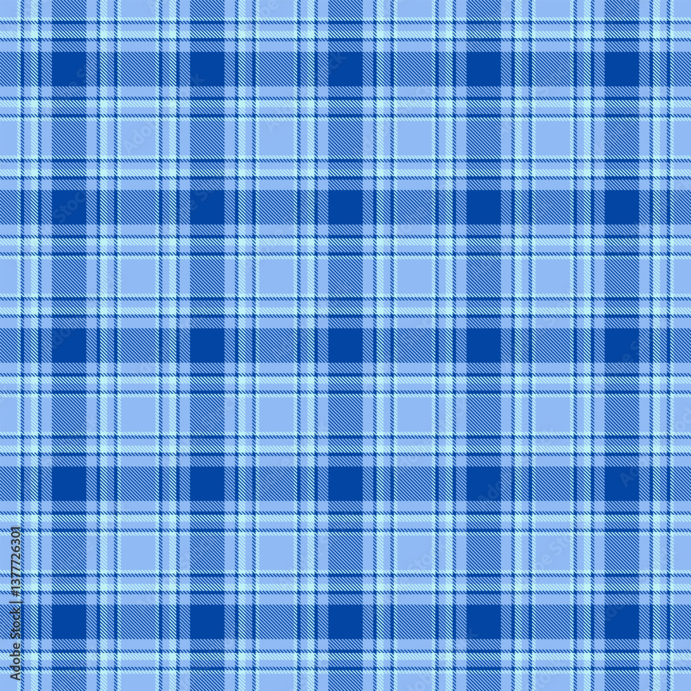 Oriental pattern tartan textile, deep background check fabric. Premium plaid vector seamless texture in blue and light colors. Oriental pattern tartan textile, deep background check fabric. Premium plaid vector seamless texture in blue and light colors.