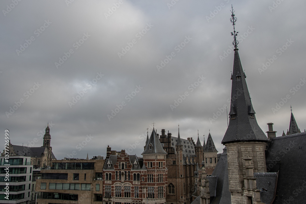 The view from Steen Castle over the roofs of Antwerp