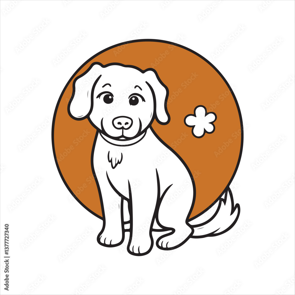 Fototapeta premium Sitting Puppy Dog Logo Template