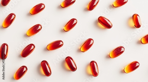 Fat burner capsules arranged in an artistic display, set against a seamless white backdrop, photo