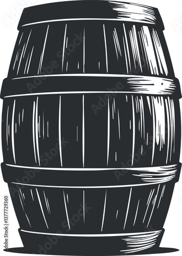Vintage illustration of a wooden barrel, perfect for storage or distillery themes.
