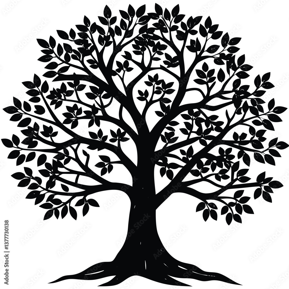 Obraz premium Tree Silhouette Vector – Minimalist Nature Illustration for Designs