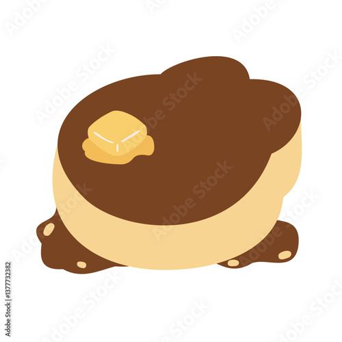 Delicious pancakes with butter in a cartoon style. Vector illustration  on a white background. 