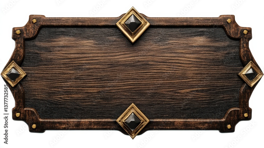 Naklejka premium A decorative wooden sign with jewel like embellishments on display