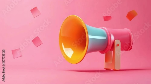 3D Megaphone on a Pink Background – Powerful Sound and Vibrant Visuals