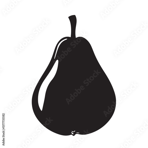 black pear on white background, logo, black and white graphics, vector
