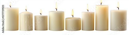 Warm White Candles Aligned Beautifully on a Simple Background Evoking Calmness and Serenity