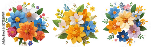 Obraz na płótnie panorama spring flowers bouquet vector icon design w salonie