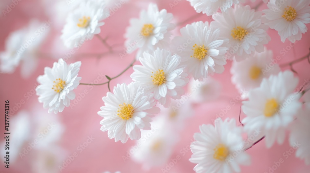 Obraz premium Beautiful White Daisies on Soft Pink Background for Floral Decor and Design