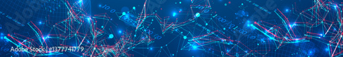 Digital network & data flow in cyberspace theme background. Vector.