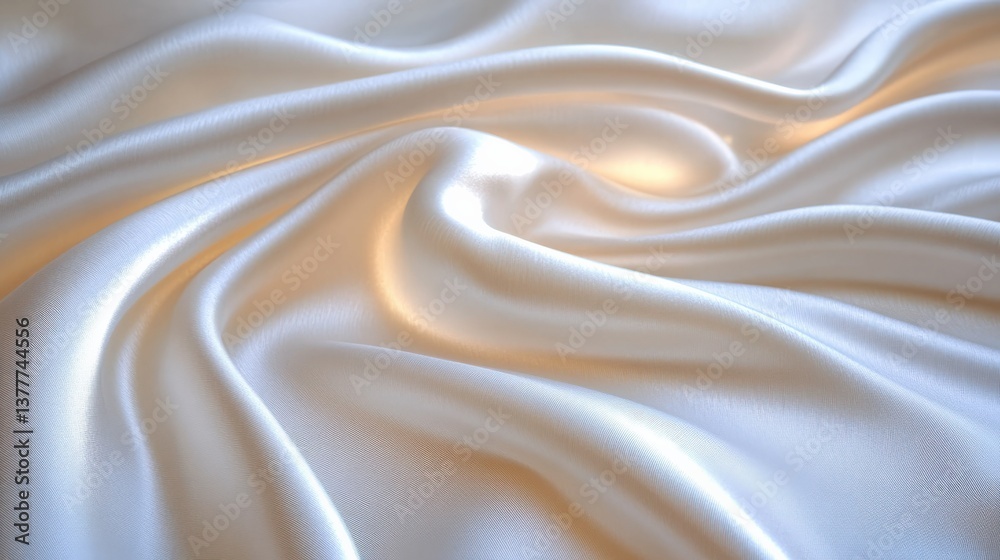 Fototapeta premium Luxurious White Satin Fabric with Soft Draping for Elegant Designs