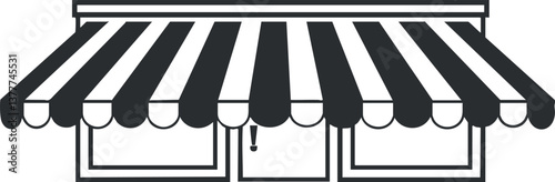 Black and white striped awning illustration representing a classic storefront canopy.