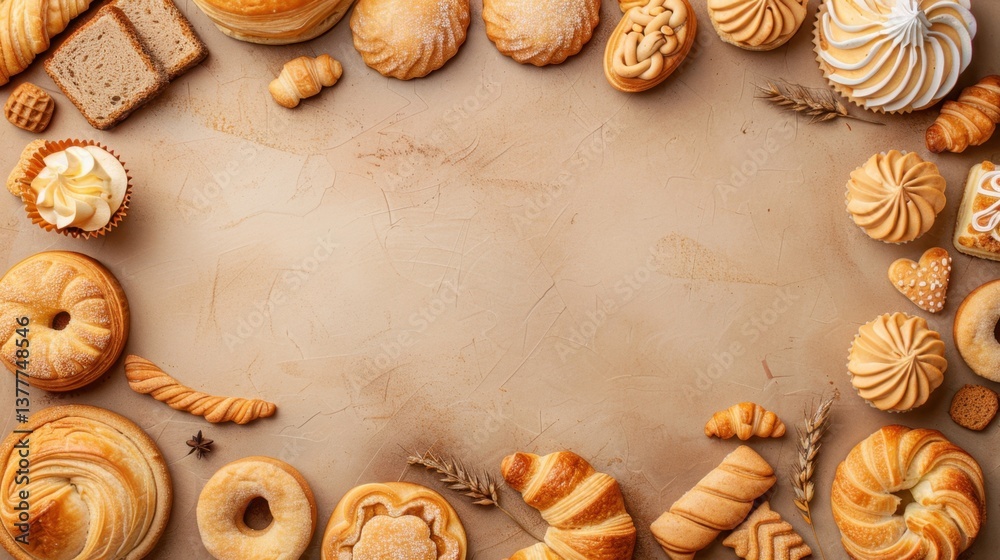 Bakery Frame: A frame filled with pastries such as croissants, donuts, muffins, and cakes, bringing the warm, cozy vibe of a bakery and a touch of sweetness to the scene.
Bakery Frame: A frame filled with pastries such as croissants, donuts, muffins, and cakes, bringing the warm, cozy vibe of a bakery and a touch of sweetness to the scene.