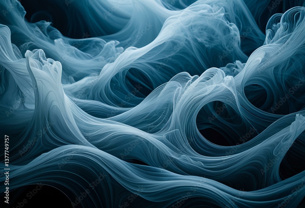 Obraz premium A blue and black abstract background with wavy lines.
