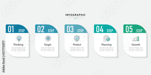 Timeline Creator infographic template. 5 Step timeline journey, calendar Flat simple infographics design template. presentation graph. Business concept with 5 options, vector illustration.