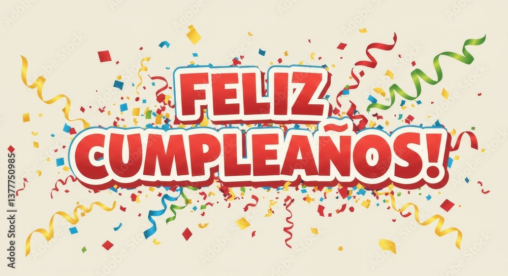 Fototapeta premium Birthday graphic design colorful words