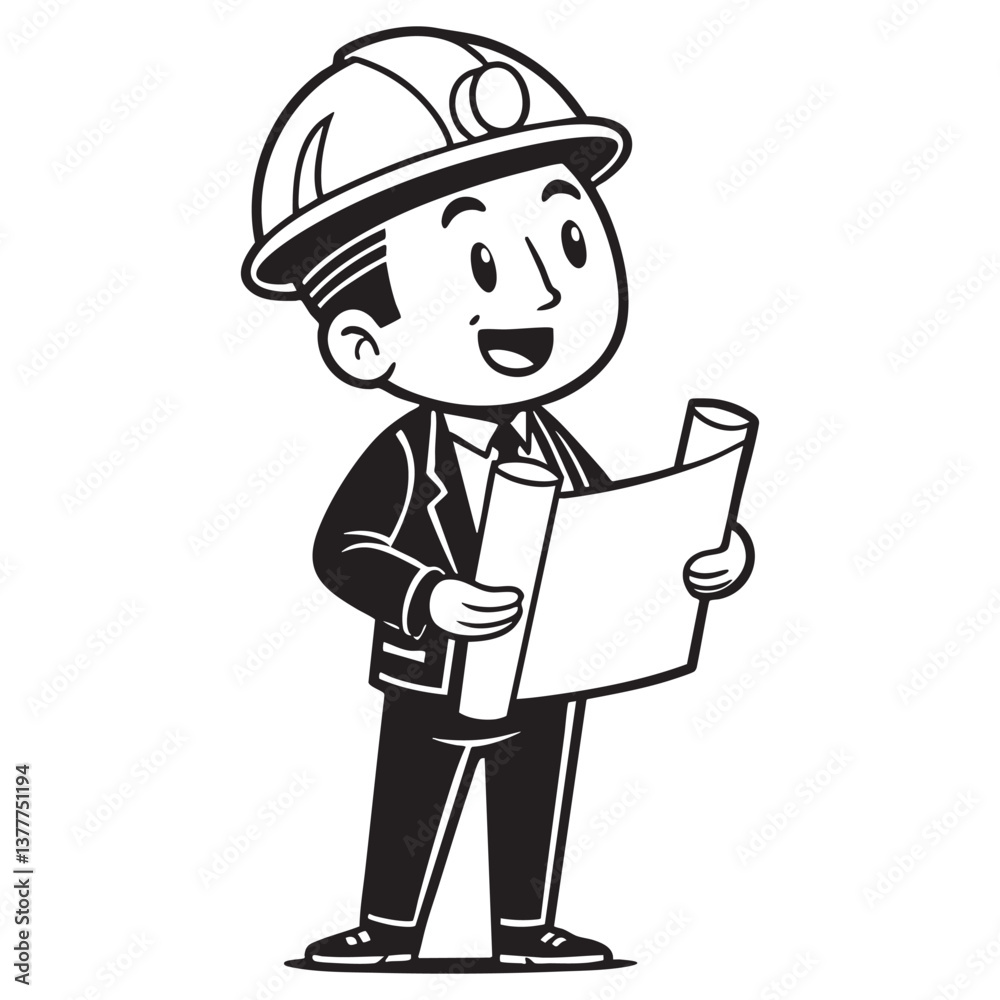mascot architect full body cartoon character vector engraving illustration mascot architect full body cartoon character vector engraving illustration