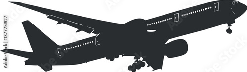 Silhouette of a passenger airplane in flight, showcasing aviation and air travel themes.
