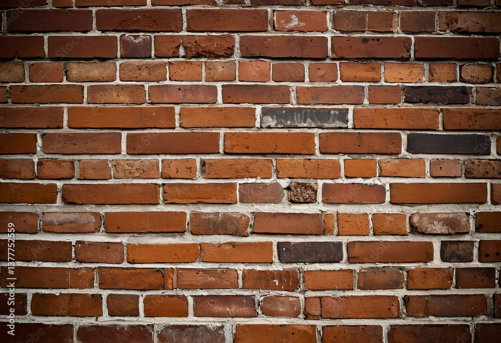Fototapeta premium A red brick wall with a black background.