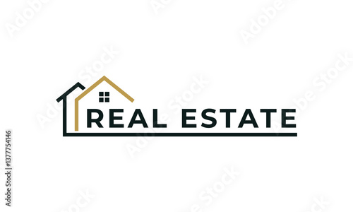 real estate logo vector illustration, house line art logo template