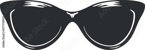 Black silhouette of sunglasses representing a trendy fashion accessory for sun protection.