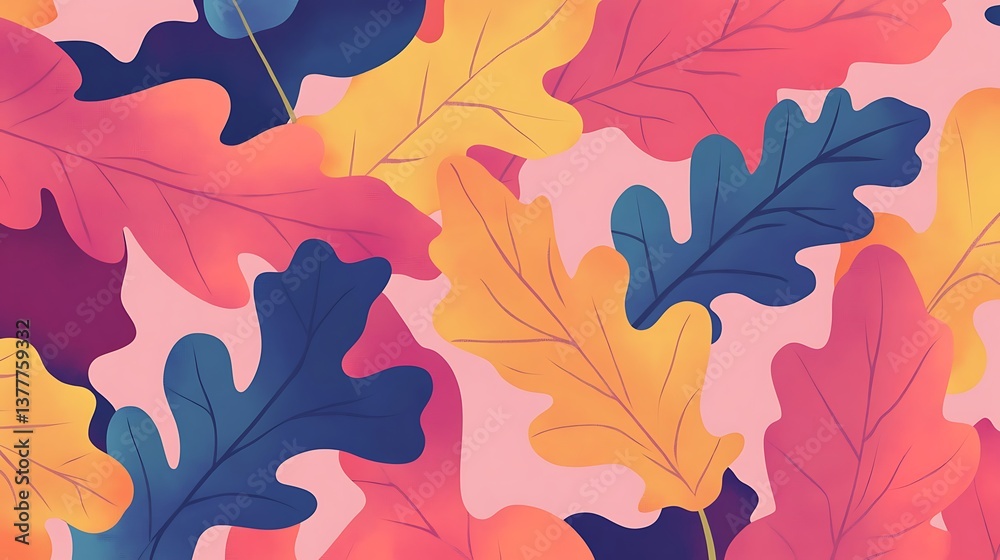Fototapeta premium Autumn Oak Leaves Pattern. (49)
