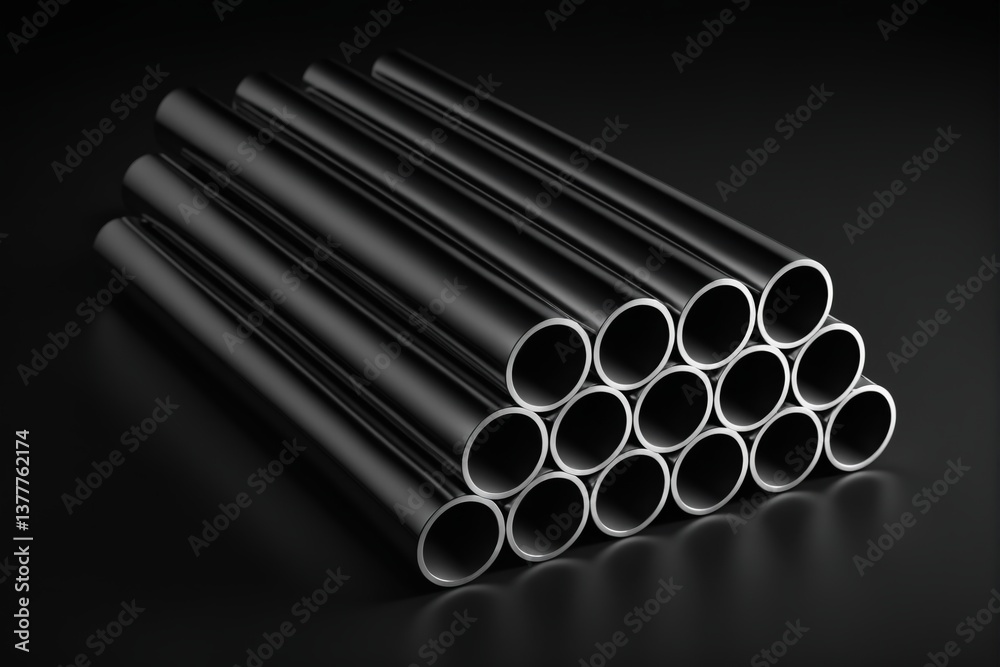Stack of black metal pipes