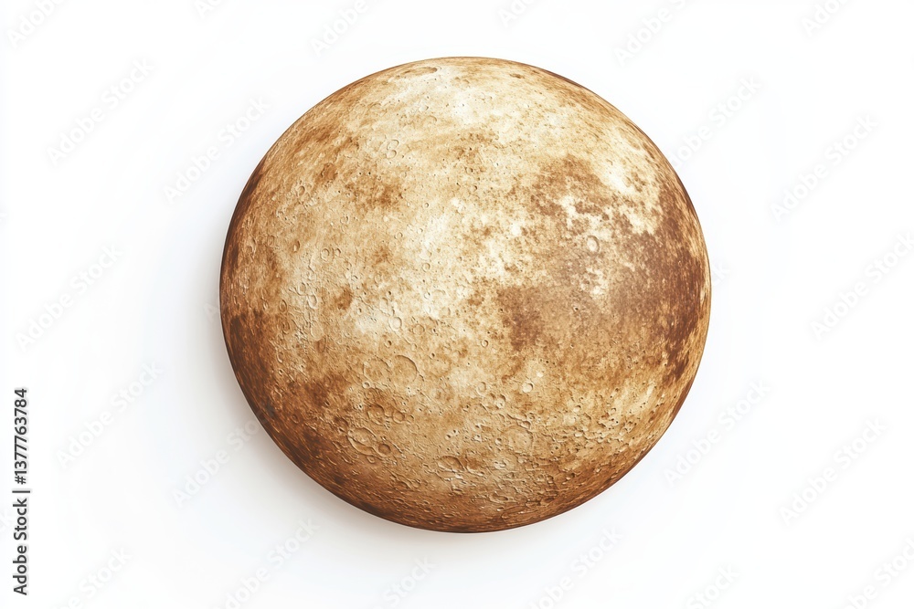 Fototapeta premium Mysterious Celestial Body: A photorealistic, detailed view of a textured celestial body, evoking a sense of mystery and wonder, perfect for projects related to space and exploration.