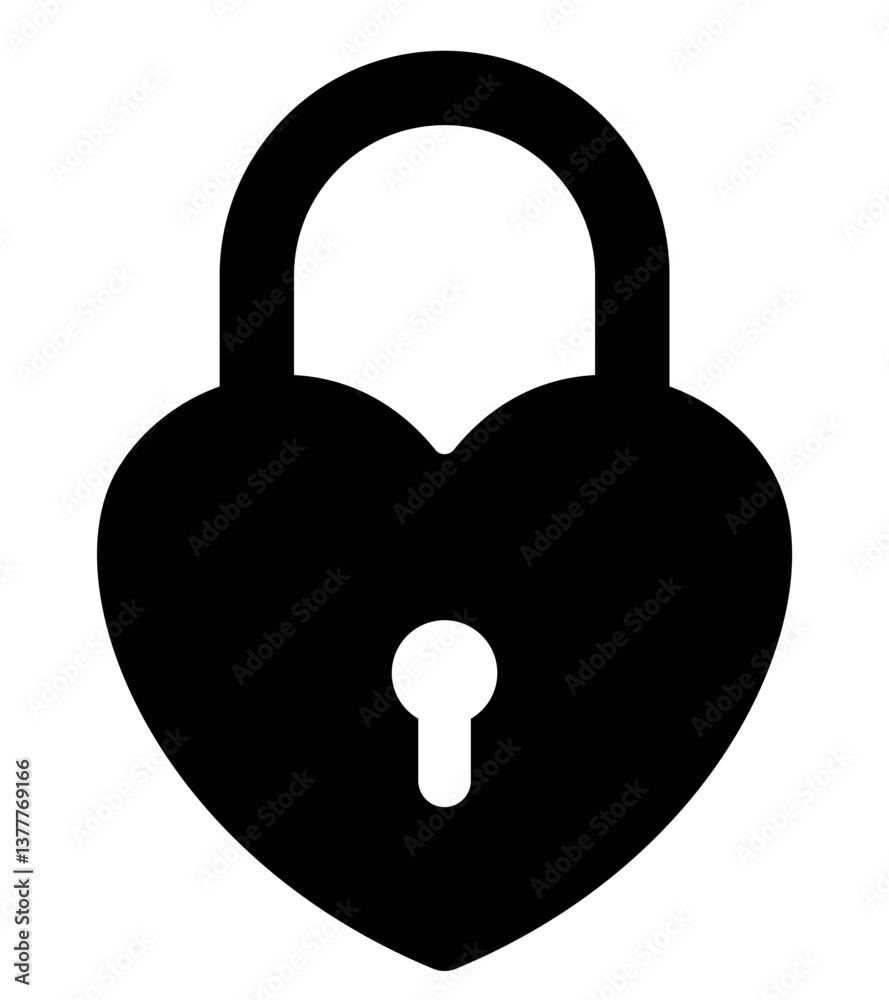 heart shaped padlock, black and white vector illustration of locked lock heart shaped padlock, black and white vector illustration of locked lock