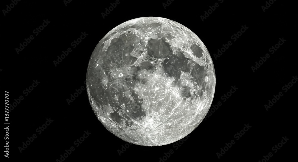 Naklejka premium Full moon night sky