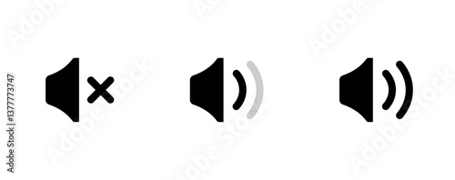Speaker sound mute icon set