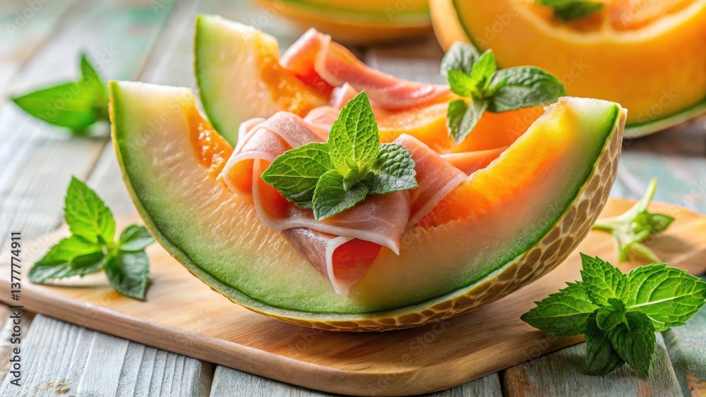 Minimalist Honeydew Melon, Mint & Prosciutto Photo - Fresh Summer Food Photography Minimalist Honeydew Melon, Mint & Prosciutto Photo - Fresh Summer Food Photography