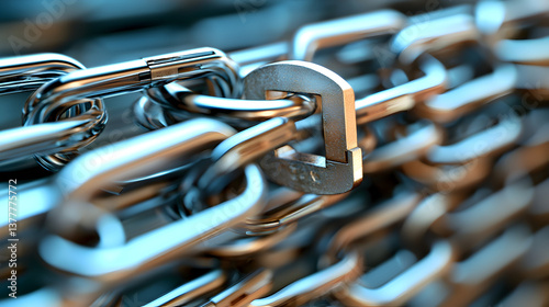 Locking mechanism action industrial setting close-up image metallic environment contemporary viewpoint security concept