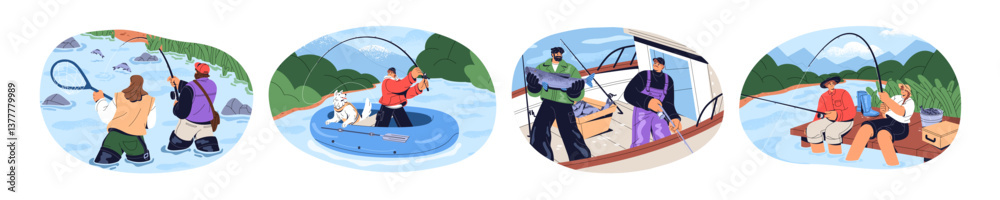 Εκτύπωση καμβά Set of summer fishing, fishery