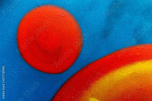 beautiful bright street aerosol graffiti background. City wall pattern decorated with colorful spray drawing