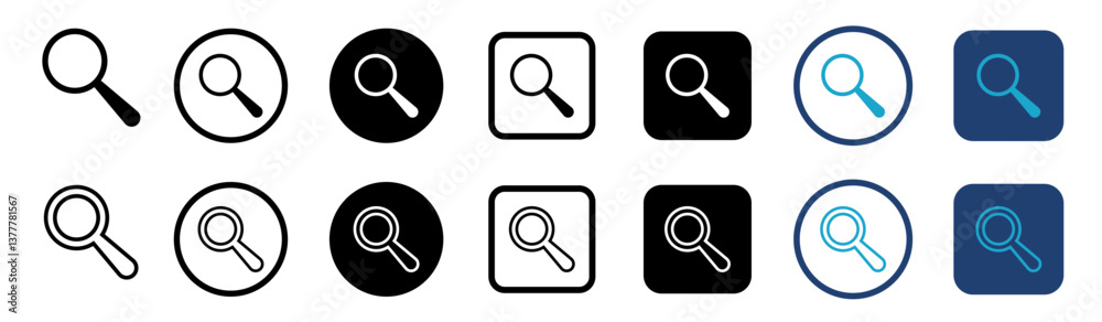 Magnifying glass icon. Search icon. Magnifying glass vector sign. Vector magnifier or loupe sign. Magnifying glass icon. Search icon. Magnifying glass vector sign. Vector magnifier or loupe sign.