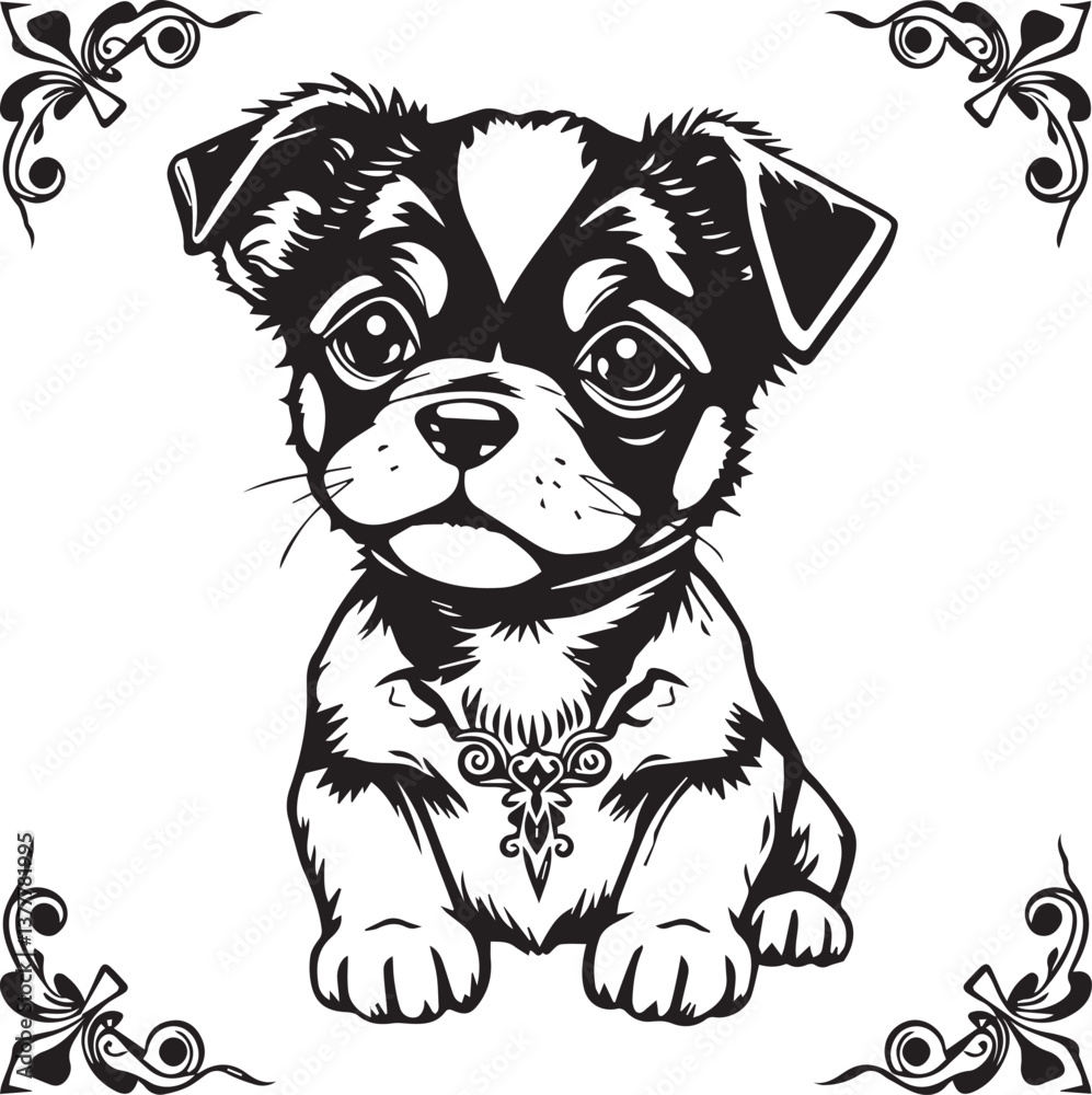 Obraz premium Cute puppy. Hand drawn vector illustration