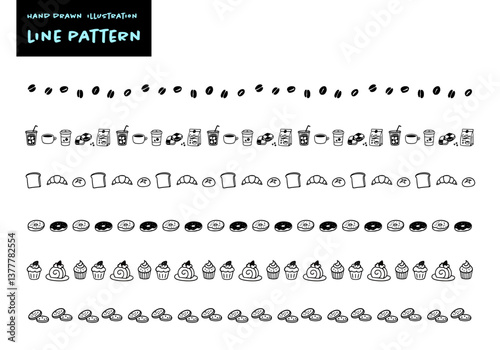 シンプルな手書きのかわいいカフェイメージ飾り罫セット
