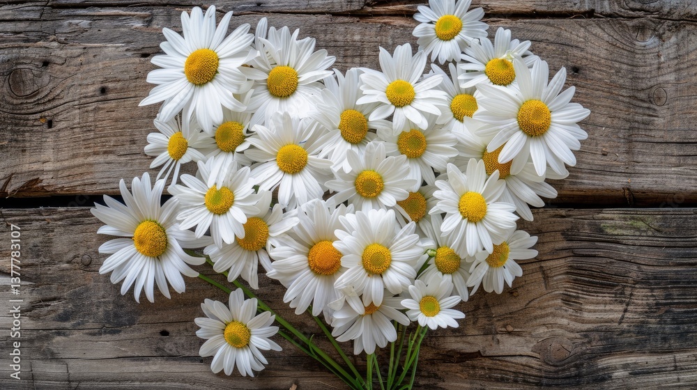 Obraz premium A heart-shaped arrangement of white daisies 