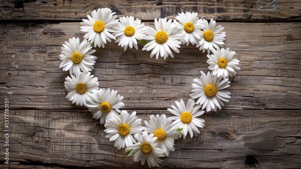 Obraz premium A heart-shaped arrangement of white daisies 