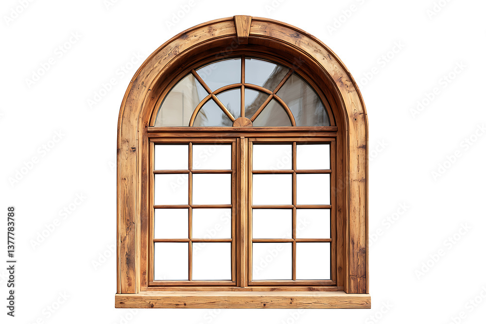 Obraz premium wooden windows of different shapes isolated on white or transparent background.