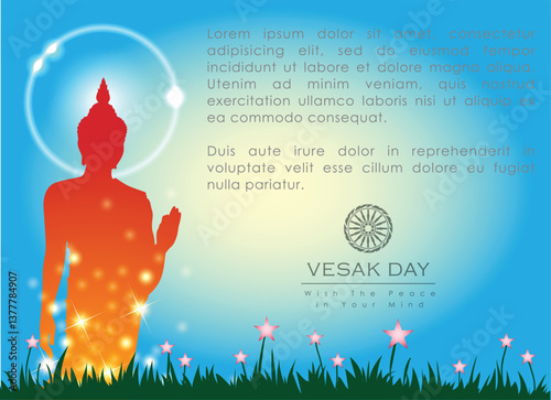 Abstract of Vesak Day. The Birthday, Enlightenment and Death of Lord Buddha that's one sign of Buddism. Buddhists called The Meditation Day or Jayanti Day. Background and banner concept.