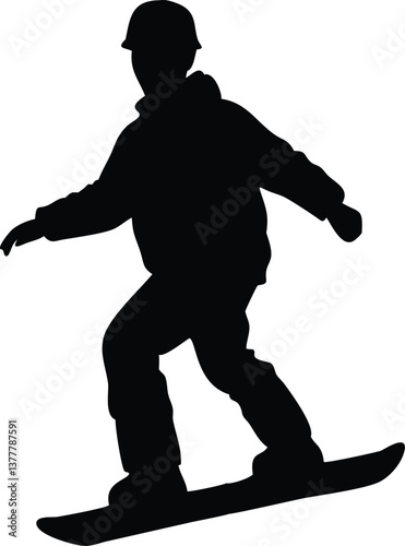 silhouette of snowboarder