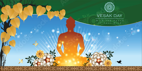 Abstract of Vesak Day. The Birthday, Enlightenment and Death of Lord Buddha that's one sign of Buddism. Buddhists called The Meditation Day or Jayanti Day. Background and banner concept.