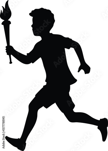 silhouette of a boy running